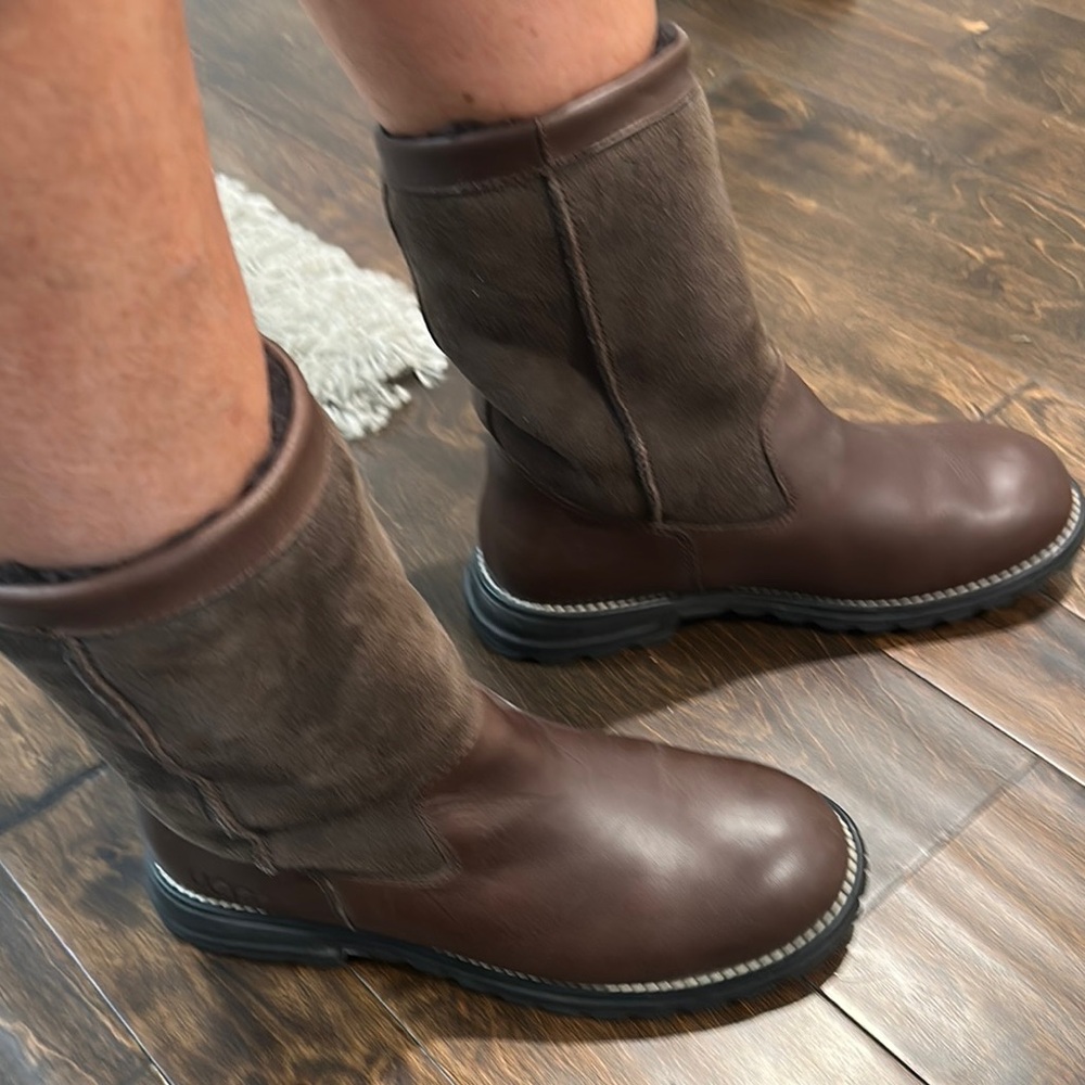 UGG Brown Mid-Calf Boots with Suede Upper